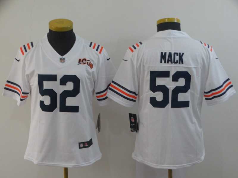 Women Nike Bears 52 Khalil Mack White 2019 100th Season Alternate Classic Vapor Untouchable Limited Jersey,We sell and wholesale Women Nike Bears 52 Khalil Mack White 2019 100th Season Alternate Classic Vapor Untouchable Limited Jersey on line form chian!
